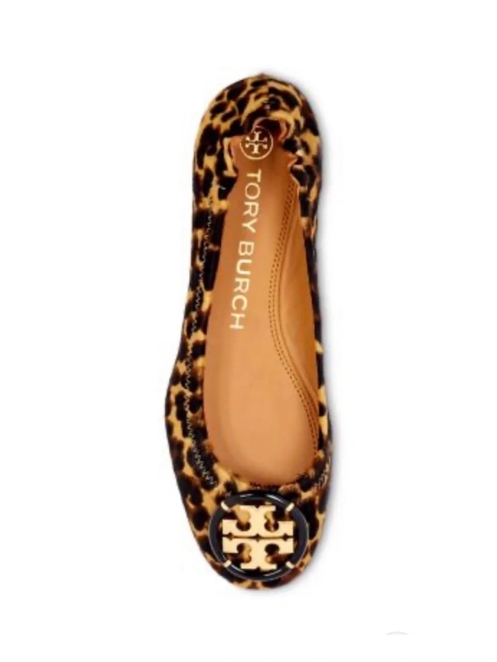 NEW! Tory Burch Minnie Leopard Calf Hair Ballet Flats Logo Size 6